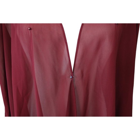 Tradition Beaded Over Blouse Size 8 Shoulder Pad Red Maroon Sheer High Low CA303 - Picture 5 of 13